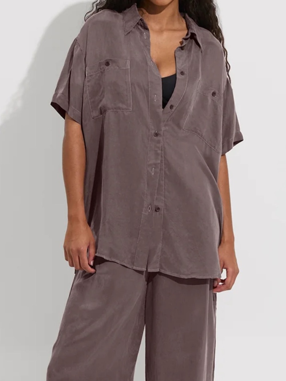 LEFT ON FRIDAY DAY TRIP BUTTON DOWN DEEP TAUPE - S/M